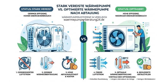 Wärmepumpe beim Abtauvorgang